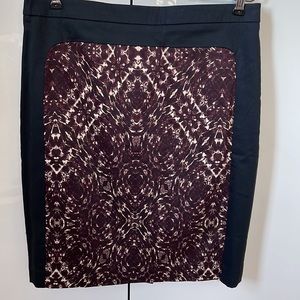 CLUB MONACO Pull On Pencil Skirt Color-Black/Cherry/White Size-10 NWOT